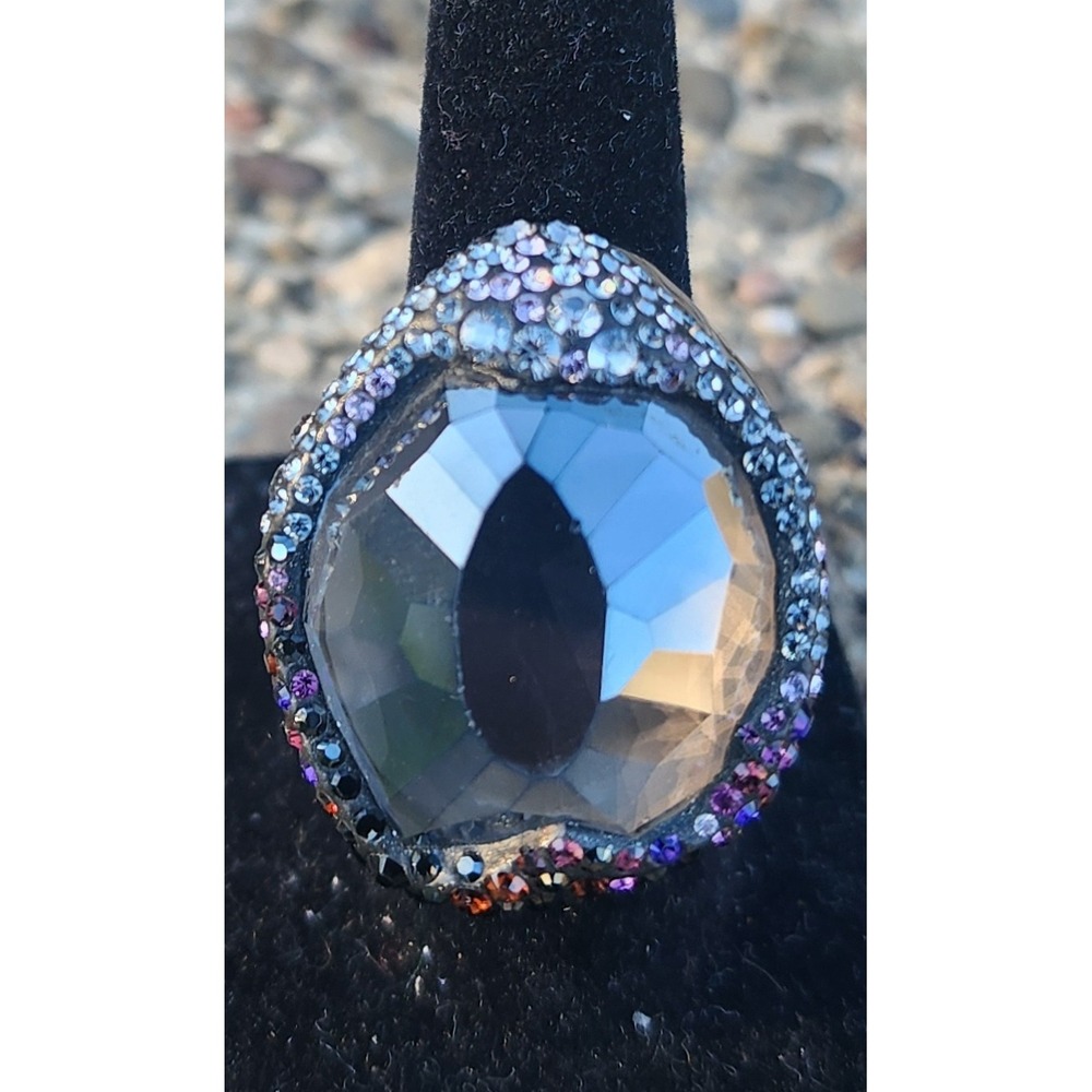 Swarovski Hyacinth Purple Crystal Cocktail Ring Size 7/55 Retired XL Statement